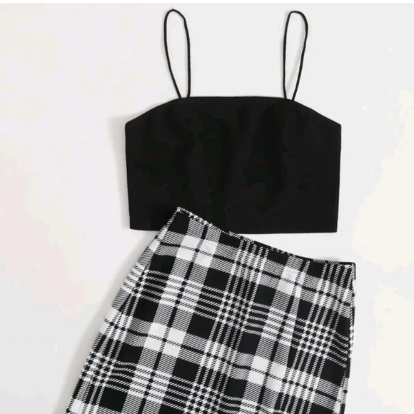 SHEIN unity crop cami top & split hem skirt set - Picture 2 of 4